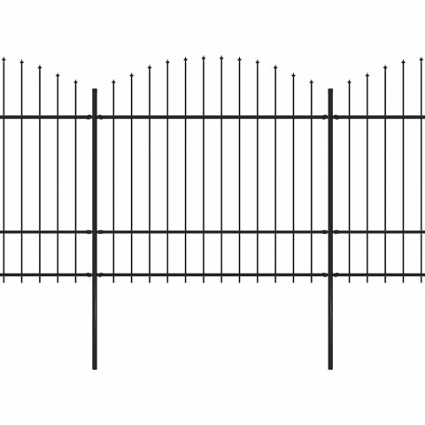 Panele ogrodzeniowe z grotami, stal, (1,5-1,75) x 15,3 m, czarne