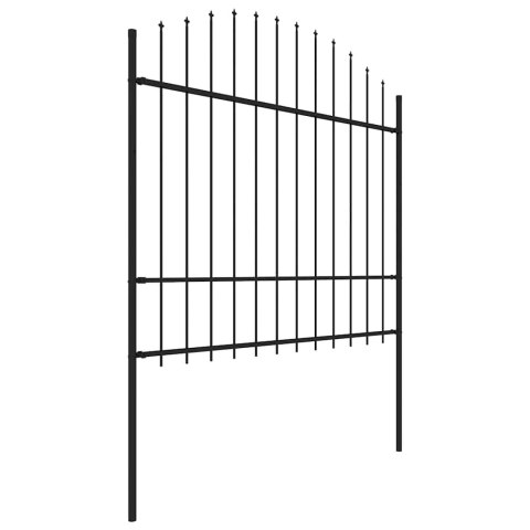 Panele ogrodzeniowe z grotami, stal, (1,5-1,75) x 15,3 m, czarne