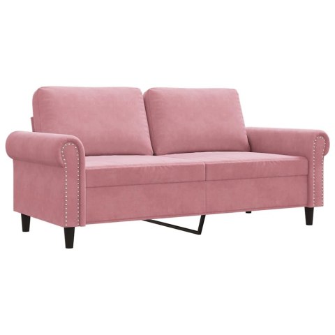 Sofa 2-osobowa, różowy, 140 cm, tapicerowana aksamitem