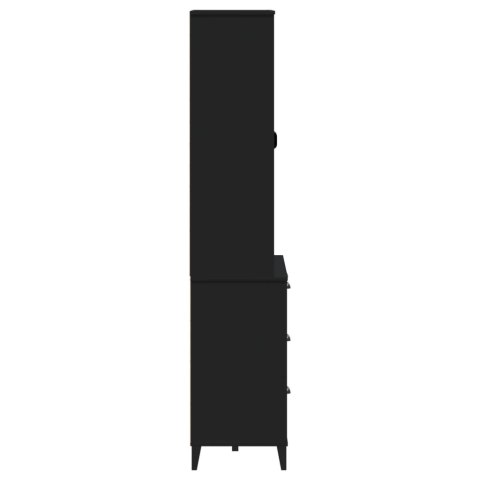 Kredens VIKEN, czarny, 80x40x190 cm, lite drewno sosnowe