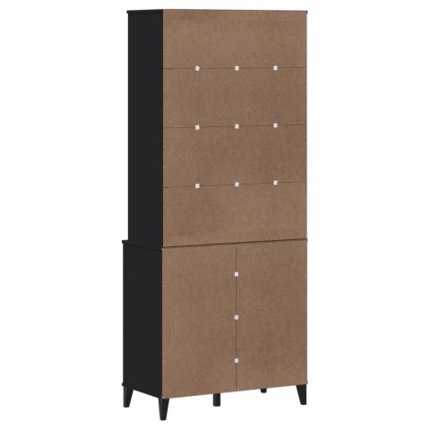Kredens VIKEN, czarny, 80x40x190 cm, lite drewno sosnowe