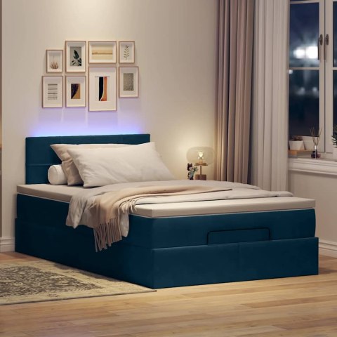 Łóżko otomana z materacem i LED, ciemnoniebieski, 120x190cm