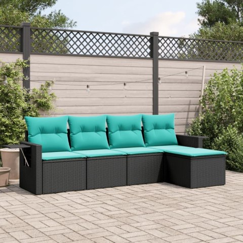 5-cz. zestaw wypoczynkowy do ogrodu z poduszkami, czarny, polirattan