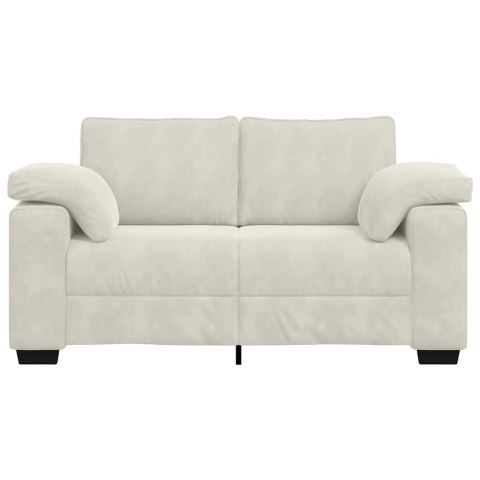 Sofa dwuosobowa, kremowa, 160x77x82 cm, aksamit