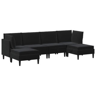 Zestaw mebli do salonu z poduszką 6 pcs Czarny Welur