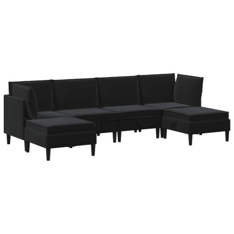 Zestaw mebli do salonu z poduszką 6 pcs Czarny Welur