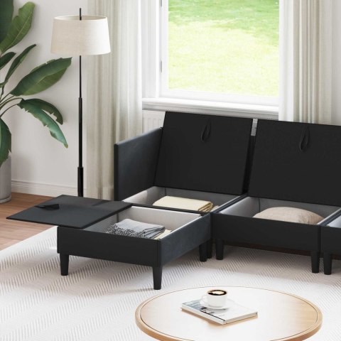 Zestaw mebli do salonu z poduszką 6 pcs Czarny Welur