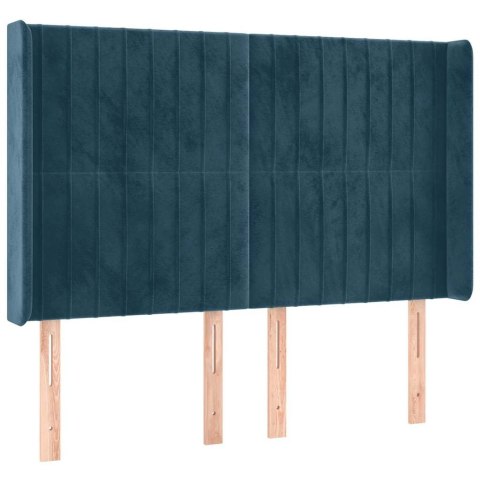 Łóżko kontynentalne, materac i LED, niebieski aksamit 140x190cm