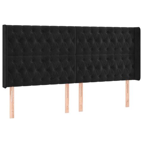Łóżko kontynentalne z materacem i LED, czarny aksamit 180x200cm