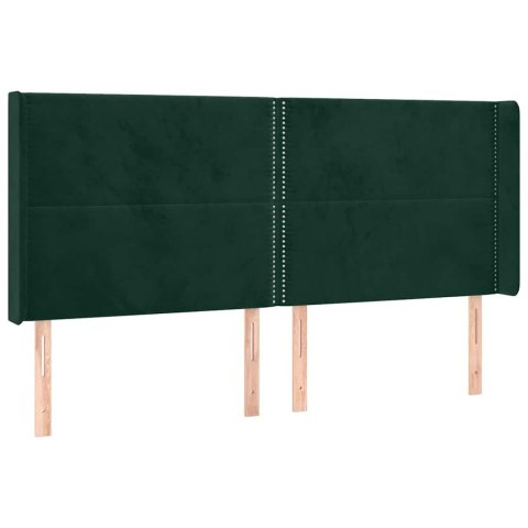 Łóżko kontynentalne z materacem i LED zielony aksamit 200x200cm