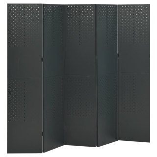 Parawan 5-panelowy, antracytowy, 200 x 180 cm, stalowy
