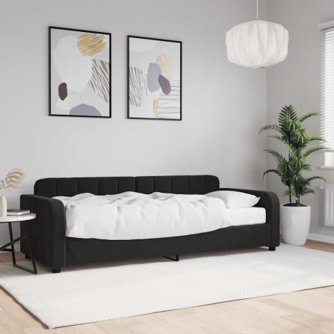 Sofa z materacem do spania, czarna, 80x200 cm, aksamit