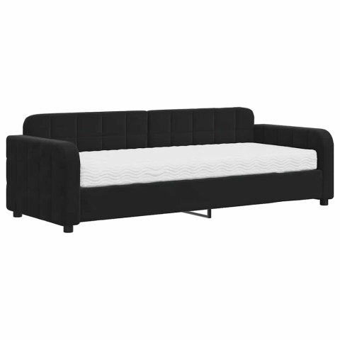 Sofa z materacem do spania, czarna, 80x200 cm, aksamit