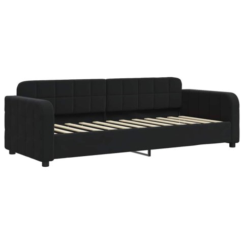 Sofa z materacem do spania, czarna, 80x200 cm, aksamit
