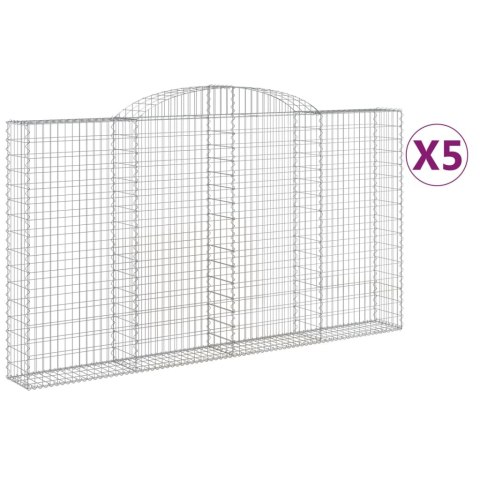 Kosze gabionowe, 5 szt, 300x30x160/180 cm, galwanizowane żelazo