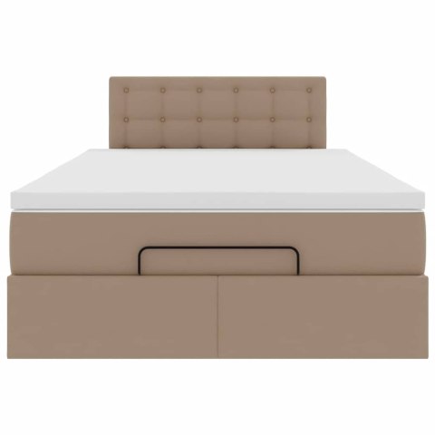 Łóżko otomana z materacami i LED, cappucino, 120x190cm ekoskóra