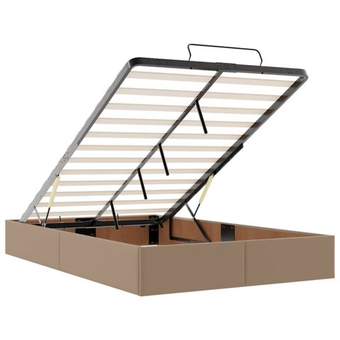 Łóżko otomana z materacami i LED, cappucino, 120x190cm ekoskóra