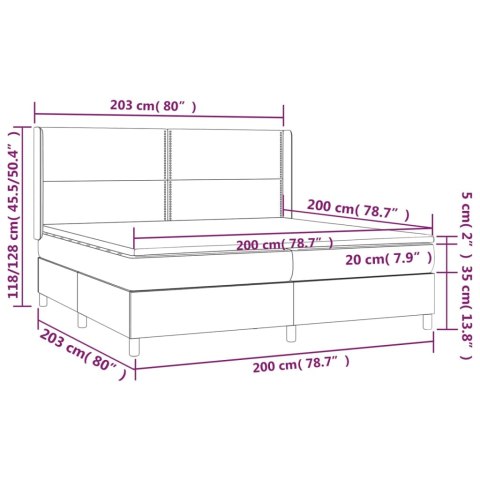 Łóżko kontynentalne, materac i LED, niebieski aksamit 200x200cm