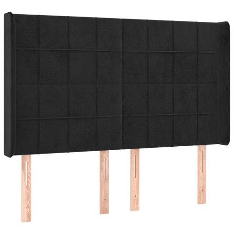 Łóżko kontynentalne z materacem i LED, czarny aksamit 140x200cm