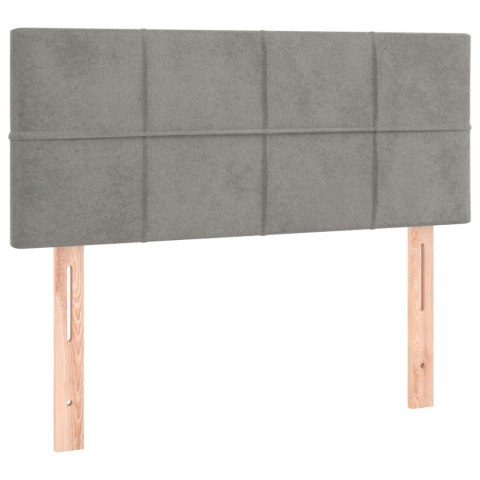 Łóżko kontynentalne z materacem i LED, szare 80x200 cm, aksamit