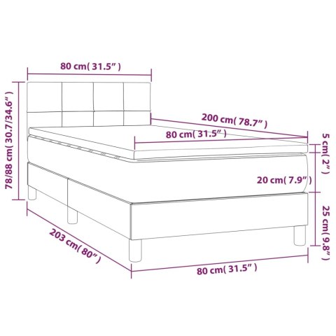 Łóżko kontynentalne z materacem i LED, różowy aksamit 80x200 cm