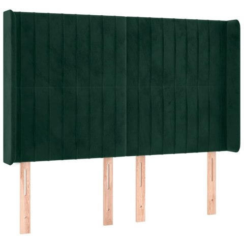 Łóżko kontynentalne z materacem i LED zielony aksamit 140x190cm