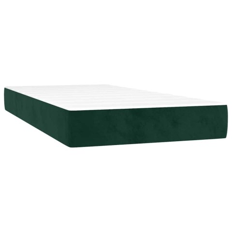 Łóżko kontynentalne z materacem i LED zielony aksamit 90x190 cm