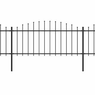 Panele ogrodzeniowe z grotami, stal, (0,5-0,75)x11,9 m, czarne