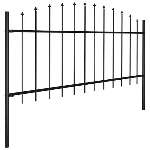 Panele ogrodzeniowe z grotami, stal, (0,5-0,75)x11,9 m, czarne