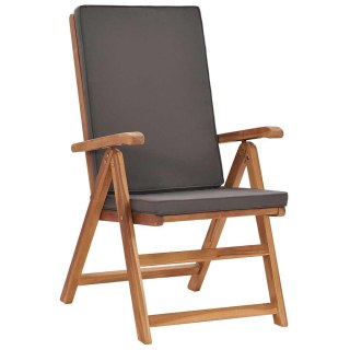 Rozkładane krzesła ogrodowe z poduszkami, 2 szt., drewno tekowe