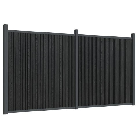 Panel ogrodzeniowy, szary, 353x186 cm, WPC