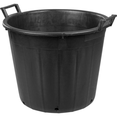 Pojemnik ogrodowy okrągły perforowany z uchwytami, plastikowy, czarny, 155 l, śr. 75 cm, wys. 51 cm