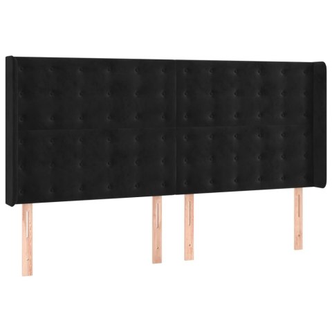 Łóżko kontynentalne z materacem i LED, czarny aksamit 200x200cm