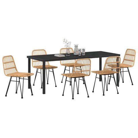 Zestaw do jadalni w ogrodzie 7 pcs Brązowy