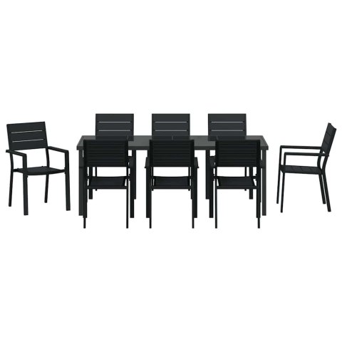 Zestaw do jadalni w ogrodzie 9 pcs Czarny