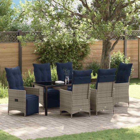Zestaw stół i krzesła z poduszką 7 pcs Szary Rattan PE
