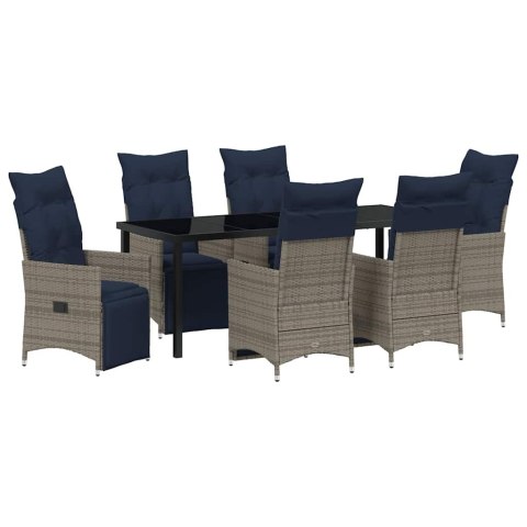 Zestaw stół i krzesła z poduszką 7 pcs Szary Rattan PE