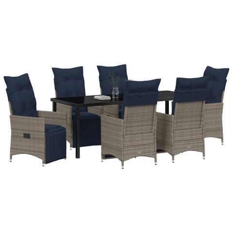 Zestaw stół i krzesła z poduszką 7 pcs Szary Rattan PE