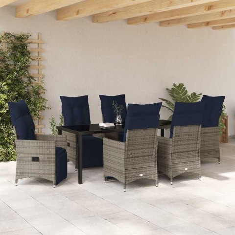 Zestaw stół i krzesła z poduszką 7 pcs Szary Rattan PE