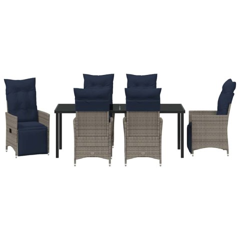 Zestaw stół i krzesła z poduszką 7 pcs Szary Rattan PE