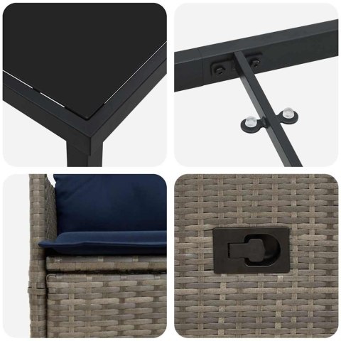 Zestaw stół i krzesła z poduszką 7 pcs Szary Rattan PE
