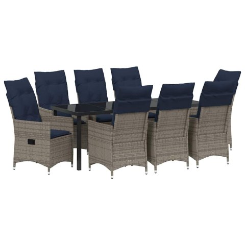 Zestaw stół i krzesła z poduszką 9 pcs Szary Rattan PE