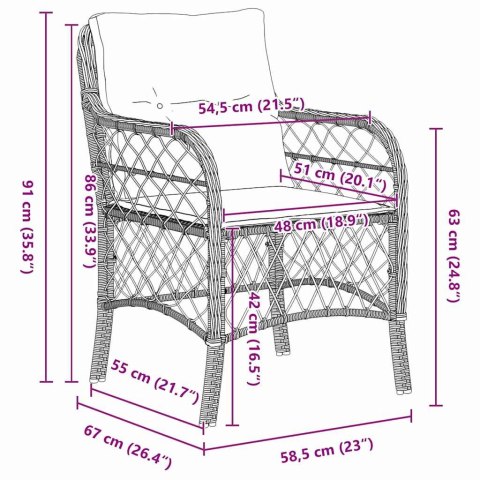 Zestaw do jadalni w ogrodzie 7 pcs Brązowy polirattan