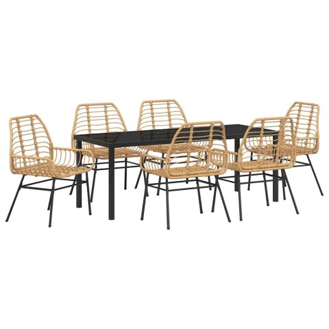 Zestaw do jadalni w ogrodzie 7 pcs Brązowy polirattan