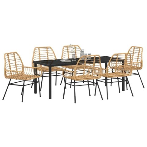 Zestaw do jadalni w ogrodzie 7 pcs Brązowy polirattan