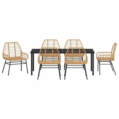 Zestaw do jadalni w ogrodzie 7 pcs Brązowy polirattan
