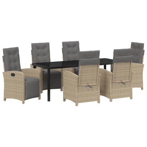 Zestaw do jadalni w ogrodzie z poduszką 7 pcs Beżowy polirattan