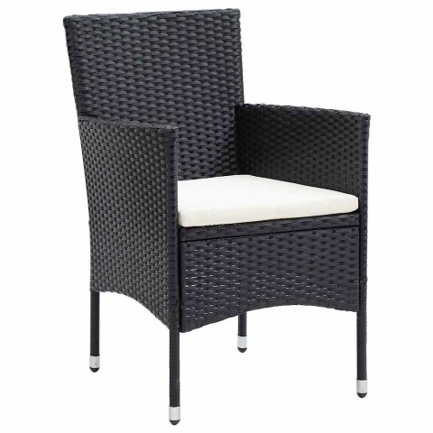 Zestaw do jadalni w ogrodzie z poduszką 7 pcs Czarny polirattan