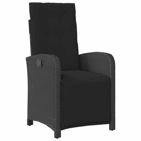 Zestaw do jadalni w ogrodzie z poduszką 7 pcs Czarny polirattan