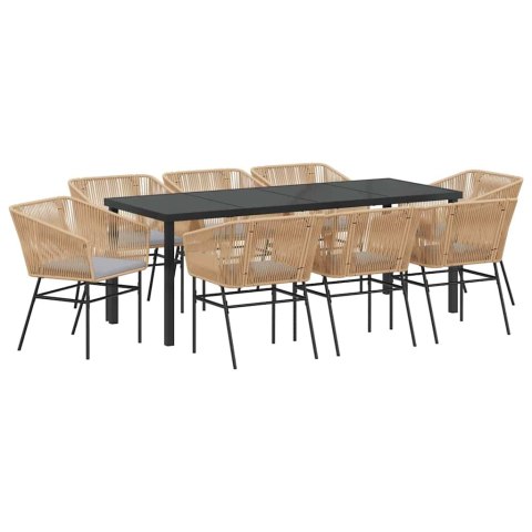 Zestaw do jadalni w ogrodzie z poduszką 9 pcs Brązowy